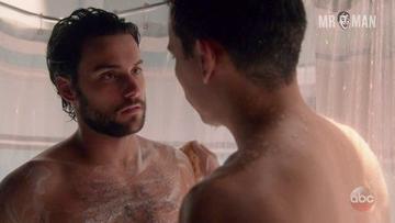 Jack Falahee, Conrad Ricamora in How to Get Away With Murder (2014-2019) Gay Sexy Shirtless Bathing Suit Bulge 16972