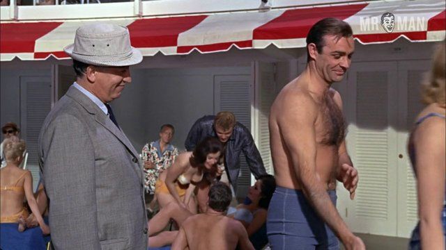 Sexiest Sean Connery Scene in Goldfinger. Shirtless, Bulge. 11863