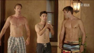 Tim Parrish, Martin Belmana, Jim Poole in American Beach House (2015) Bathing Suit Shirtless Balls Bathing Suit 12486
