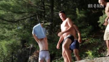 Ivan Simanic, Brandon Dhue, Greg Carraro in Creature Lake (2015) Shirtless Underwear Bulge Bulge Butt 18644