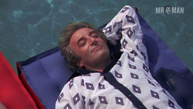 Sexiest Peter Sellers Scene in There's a Girl in My Soup. Bathing Suit, Bulge, shirtless. 19765